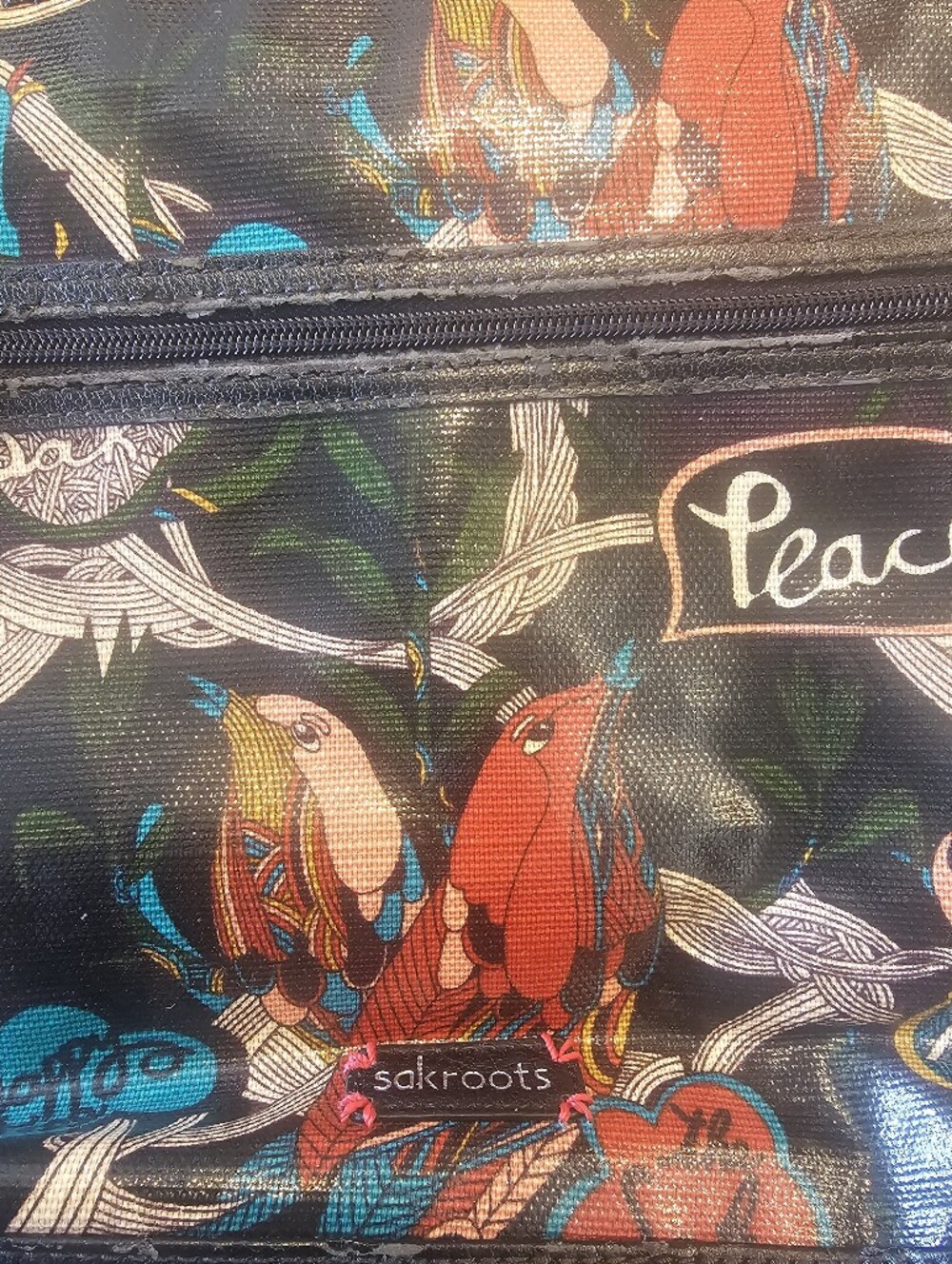 Sakroots Black Multicolor Bird Print Crossbody Bag - Picture 4 of 5
